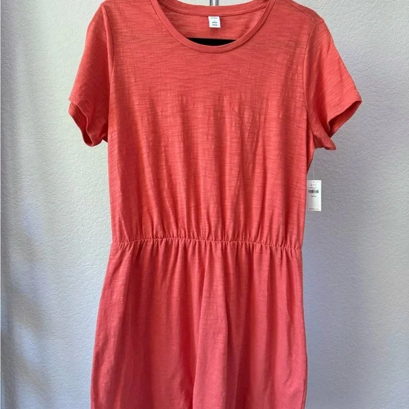 Old Navy Shirt Dress Women Large Petite Orange Cotton Summer Basic Casual NWT - Picture 2 of 10